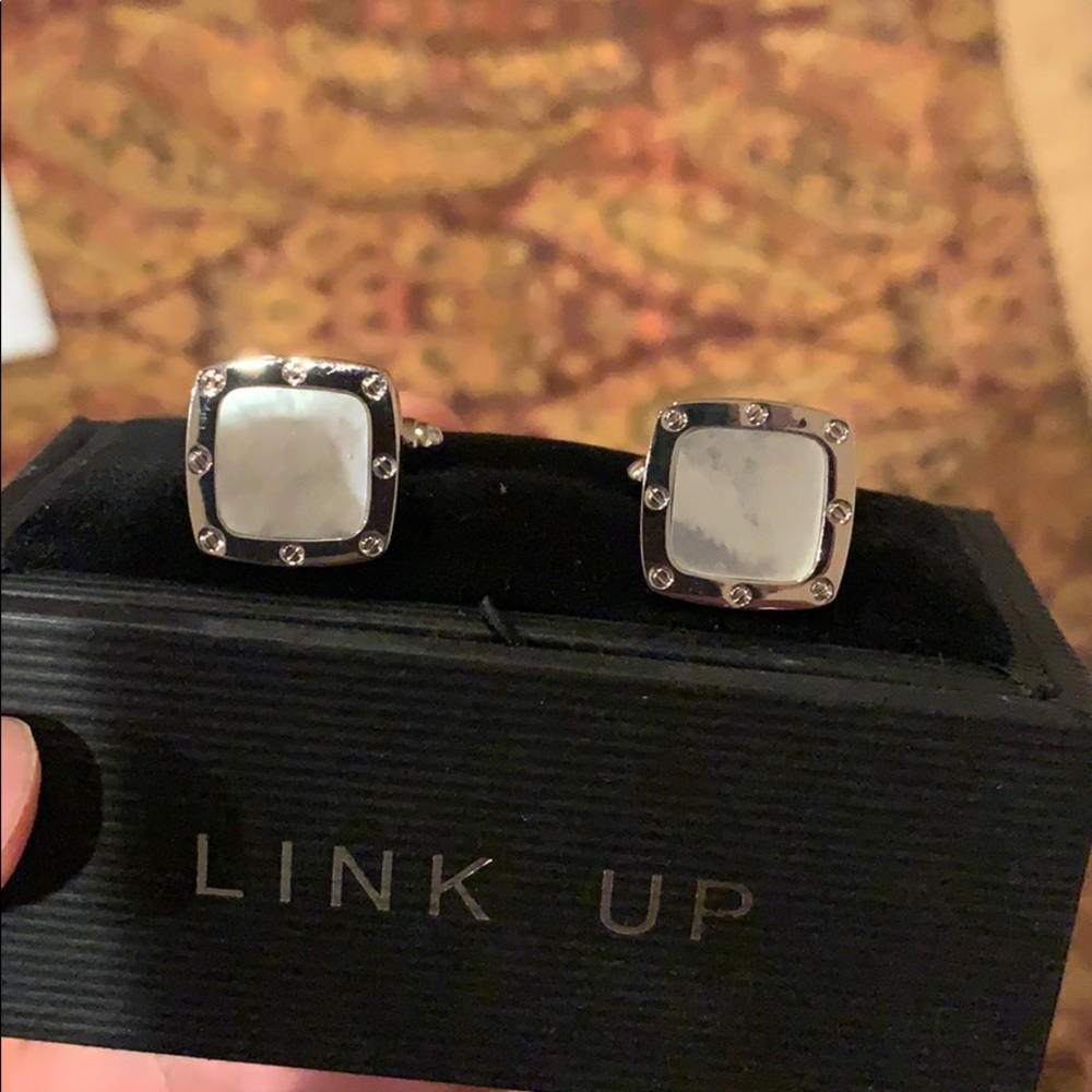 Mother of pearl mens cufflinks cuff links link up